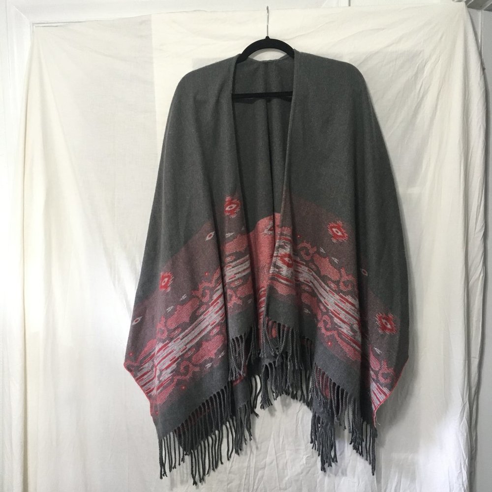Very Warm Grey Poncho Wrap